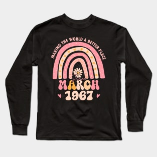 Turning 57 Retro March 1967 57Th Birthday For Women Long Sleeve T-Shirt